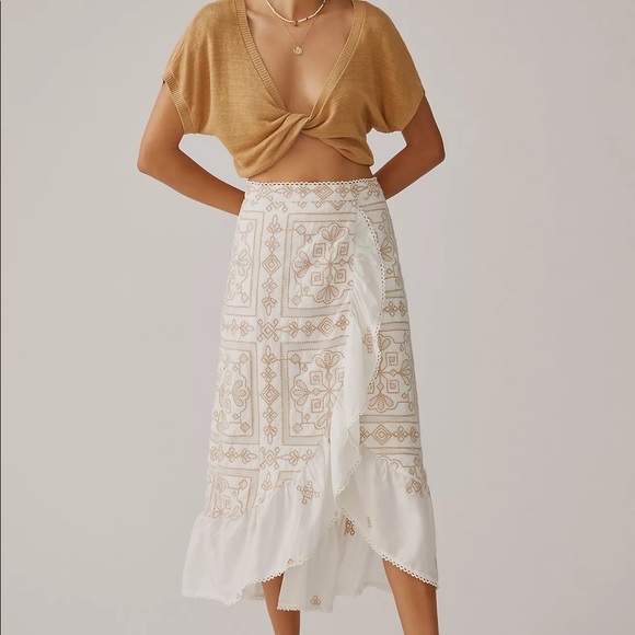 NWTS ANTHROPOLOGIE Embroidered Skirt (10) - Picture 2 of 16